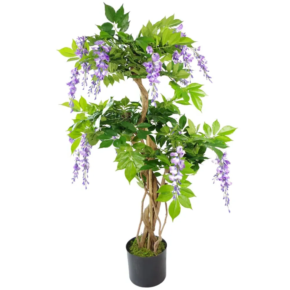 Purple Wisteria Artificial Tree in Pot - Green