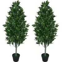 Pyramid Cone Topiary Bay XL Artificial Tree 2 Pack - Green