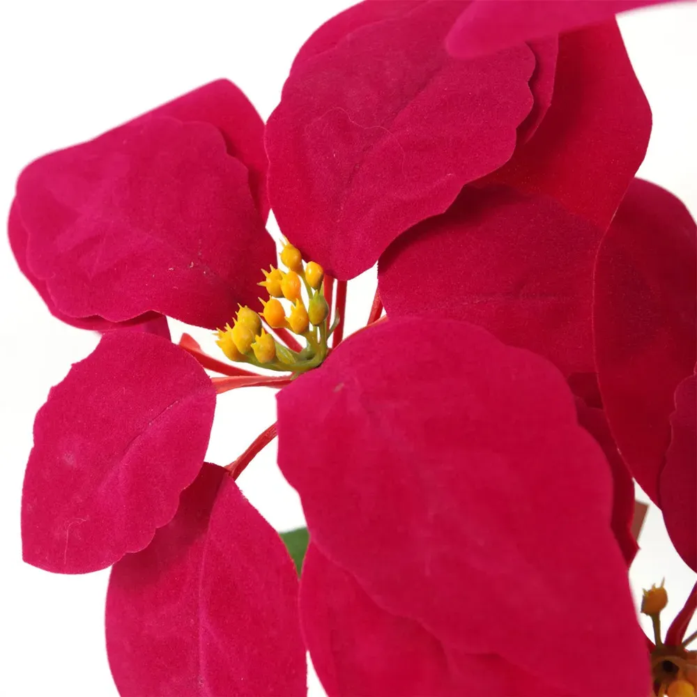 Red Poinsettia Artificial Plant in Silver Planter - 40cm