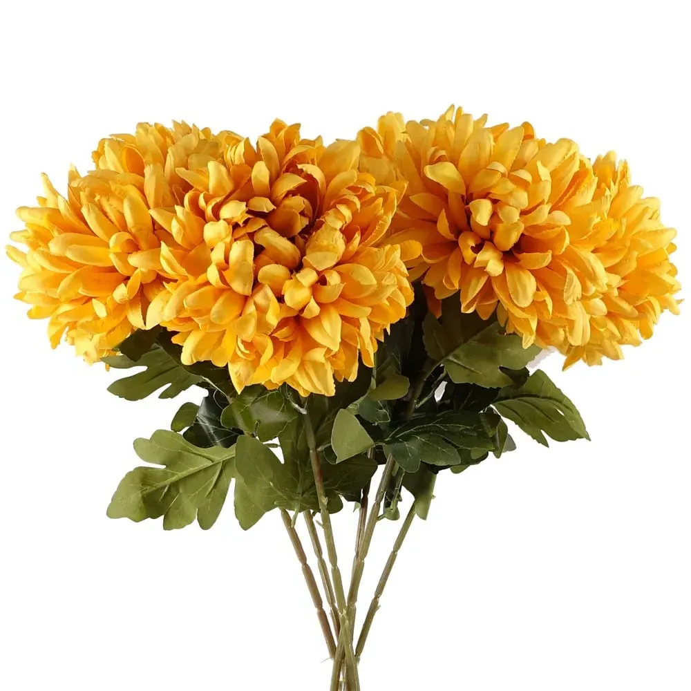 Reflex Chrysanthemum Artificial Flower 6 Pack - Gold, Silk image
