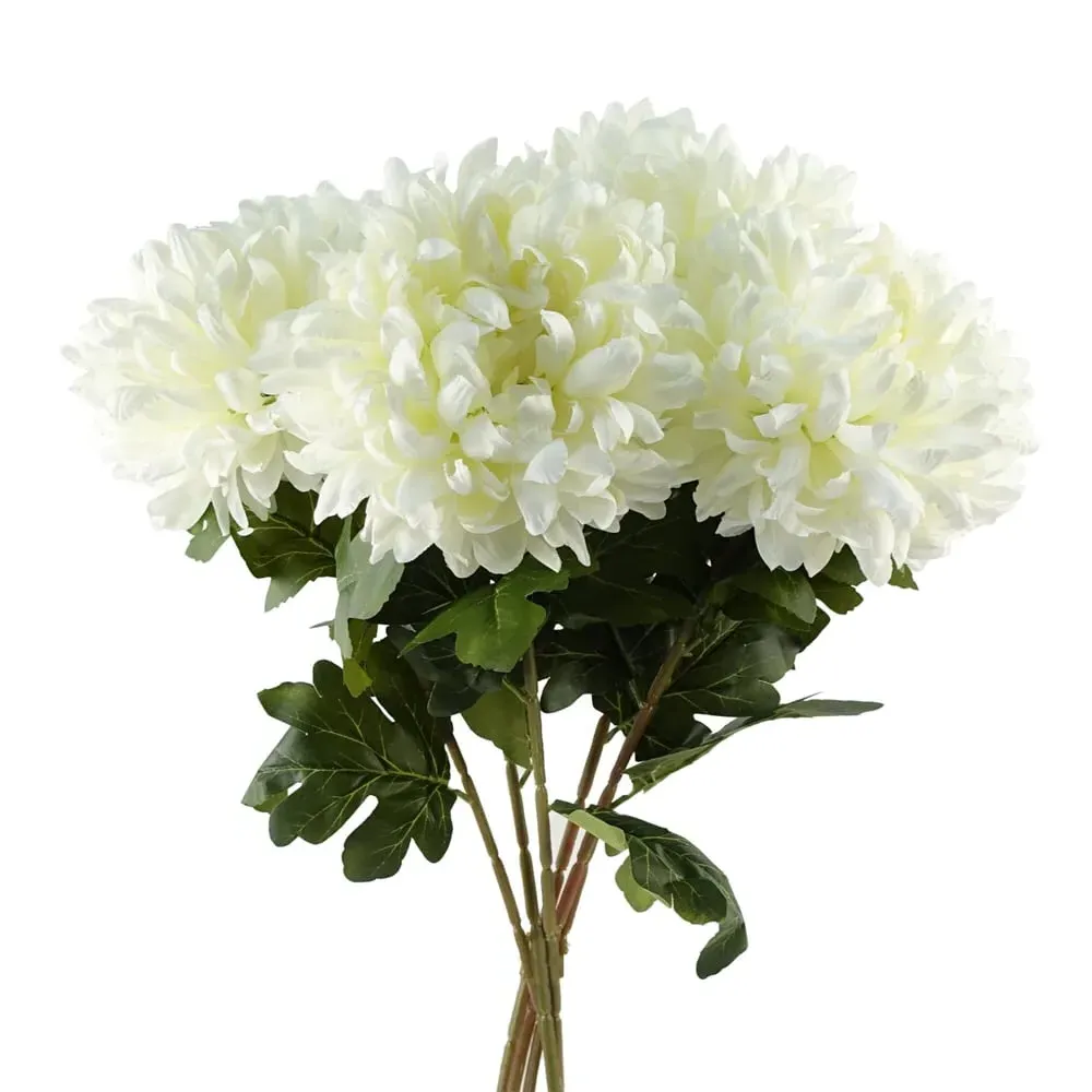 Reflex Chrysanthemum Artificial Flower 6 Pack - White, Silk