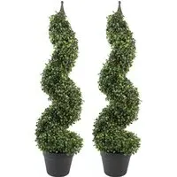 Spiral Boxwood Tower Artificial Tree 120cm 2 Pack - Green