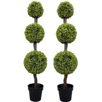 Triple Ball Topiary Trees 120cm 2 Pack - Green