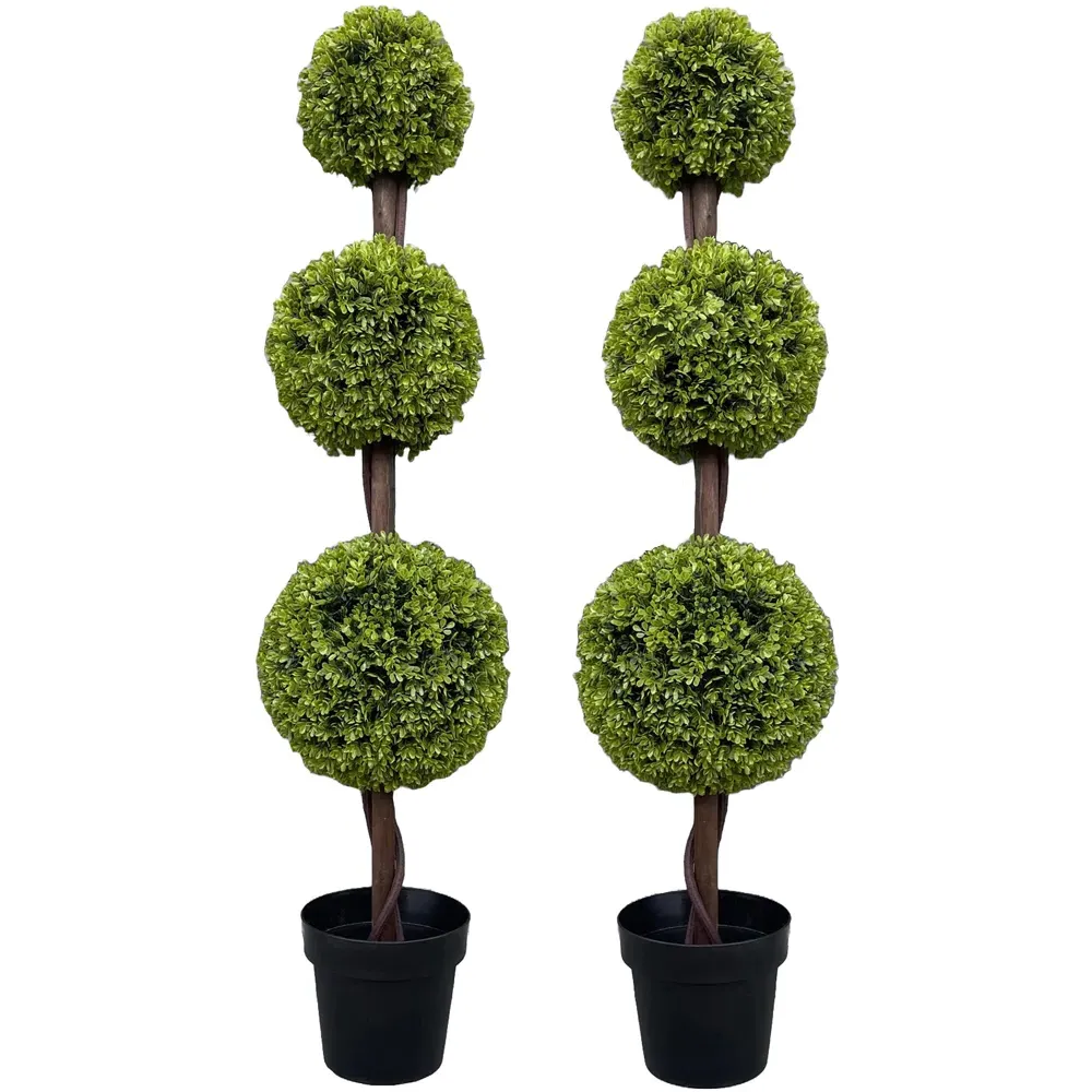Triple Ball Topiary Trees 120cm 2 Pack - Green