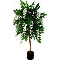 White Wisteria Artificial Tree in Pot - Green