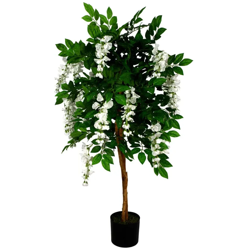 White Wisteria Artificial Tree in Pot - Green
