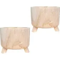 Hortico Grower Round Plant Pot 2 Pack - Brown, Hardwood