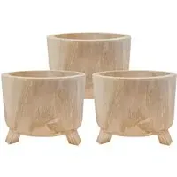 Hortico Grower Round Plant Pot 3 Pack - Brown, Hardwood