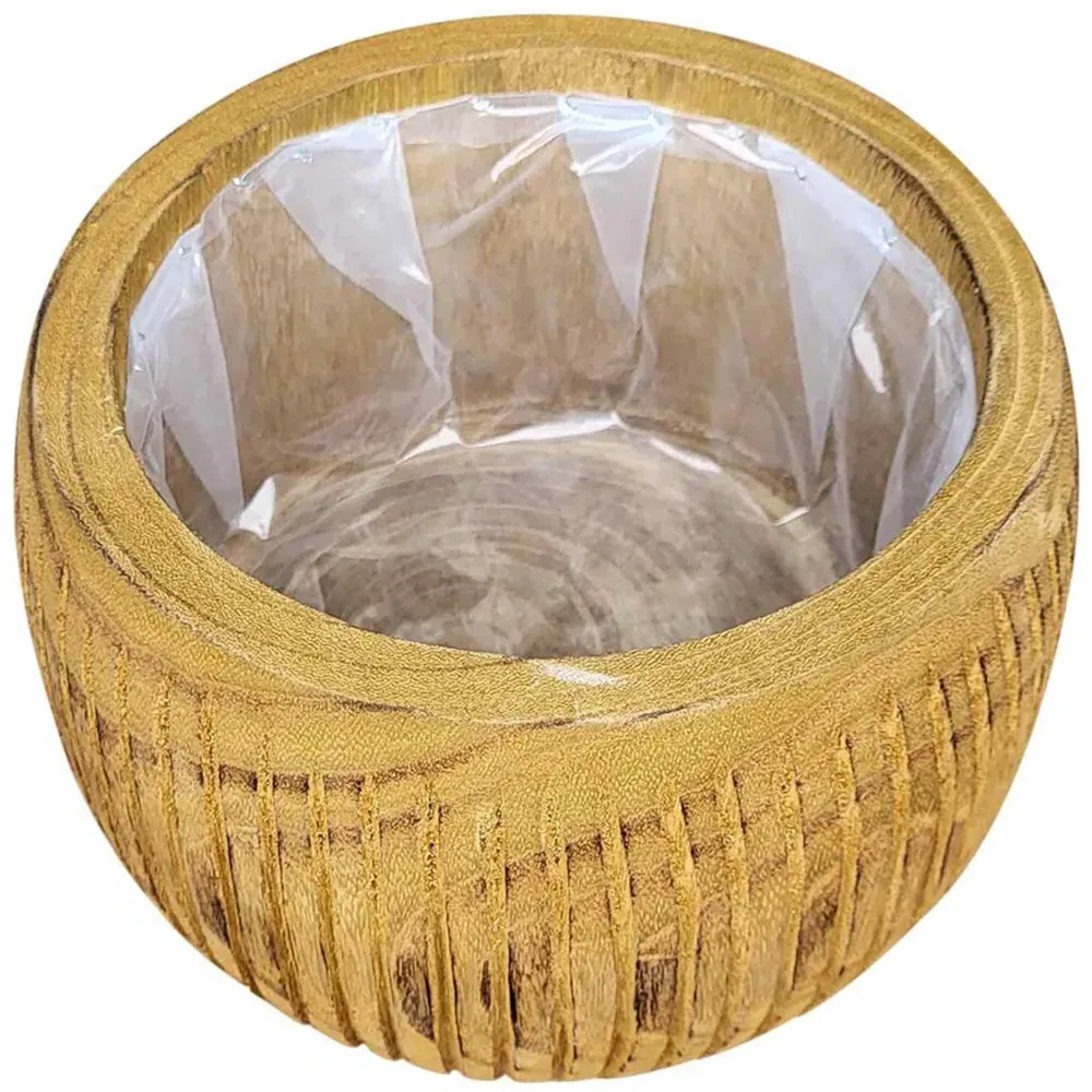 Hortico Ribbed Indoor Plant Pot 2 Pack - Brown, Hardwood