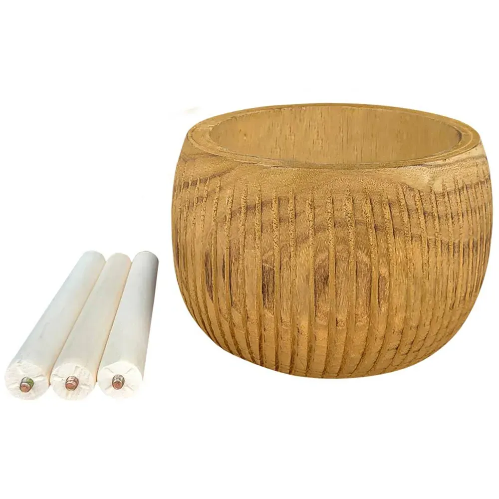 Hortico Ribbed Indoor Plant Pot 2 Pack - Brown, Hardwood