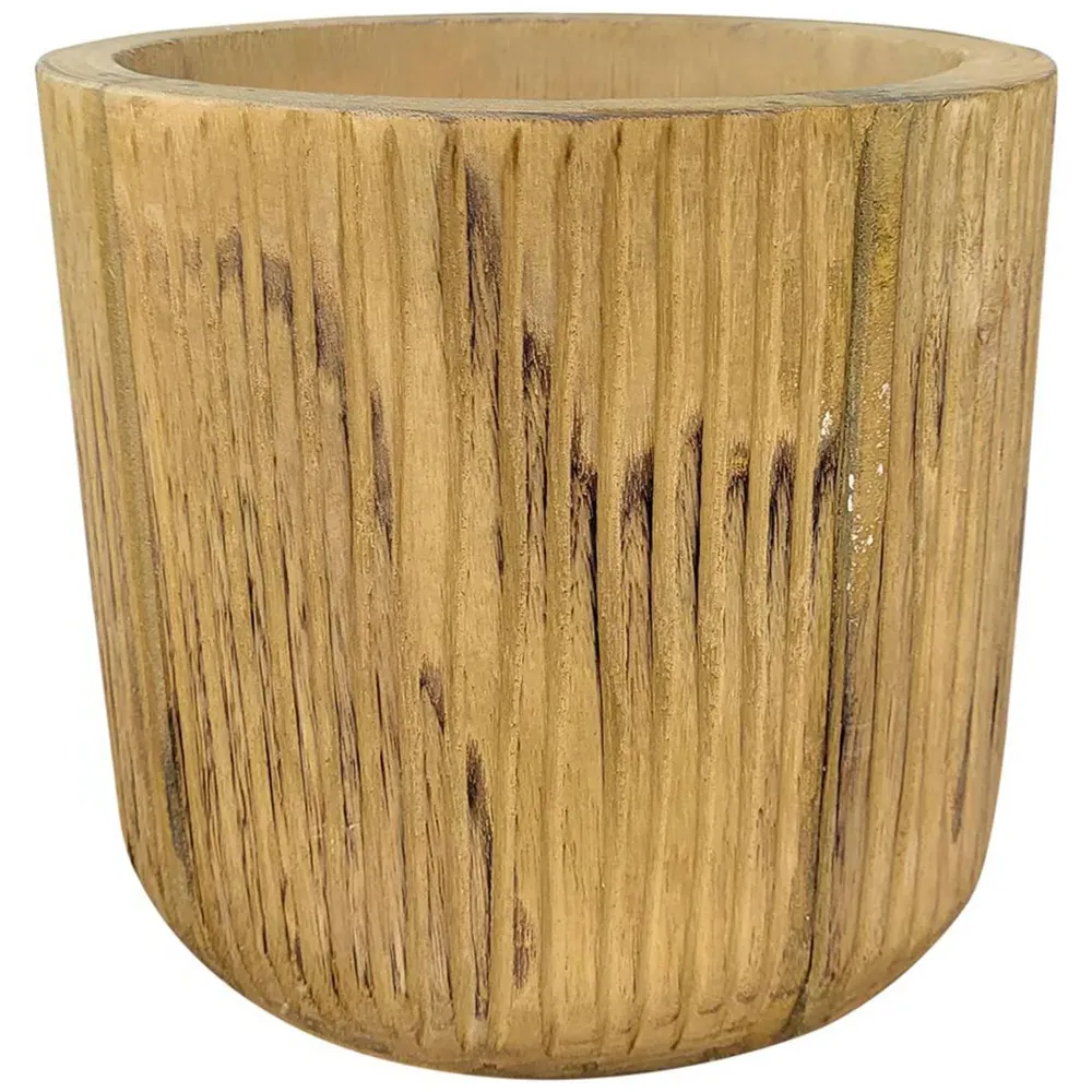 Hortico Ribbed Planter with Legs - Brown, Hardwood