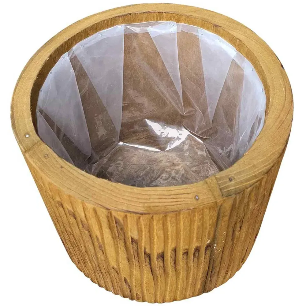 Hortico Ribbed Planter with Legs - Brown, Hardwood