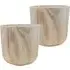 LECHUZA Hortico Craft Round Plant Pot 2 Pack - Brown, Hardwood
