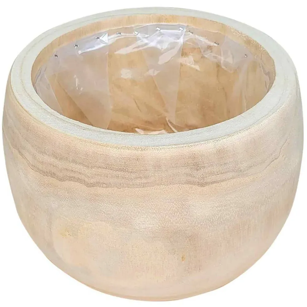 LECHUZA Hortico Eco Round Plant Pot 2 Pack - Brown, Hardwood