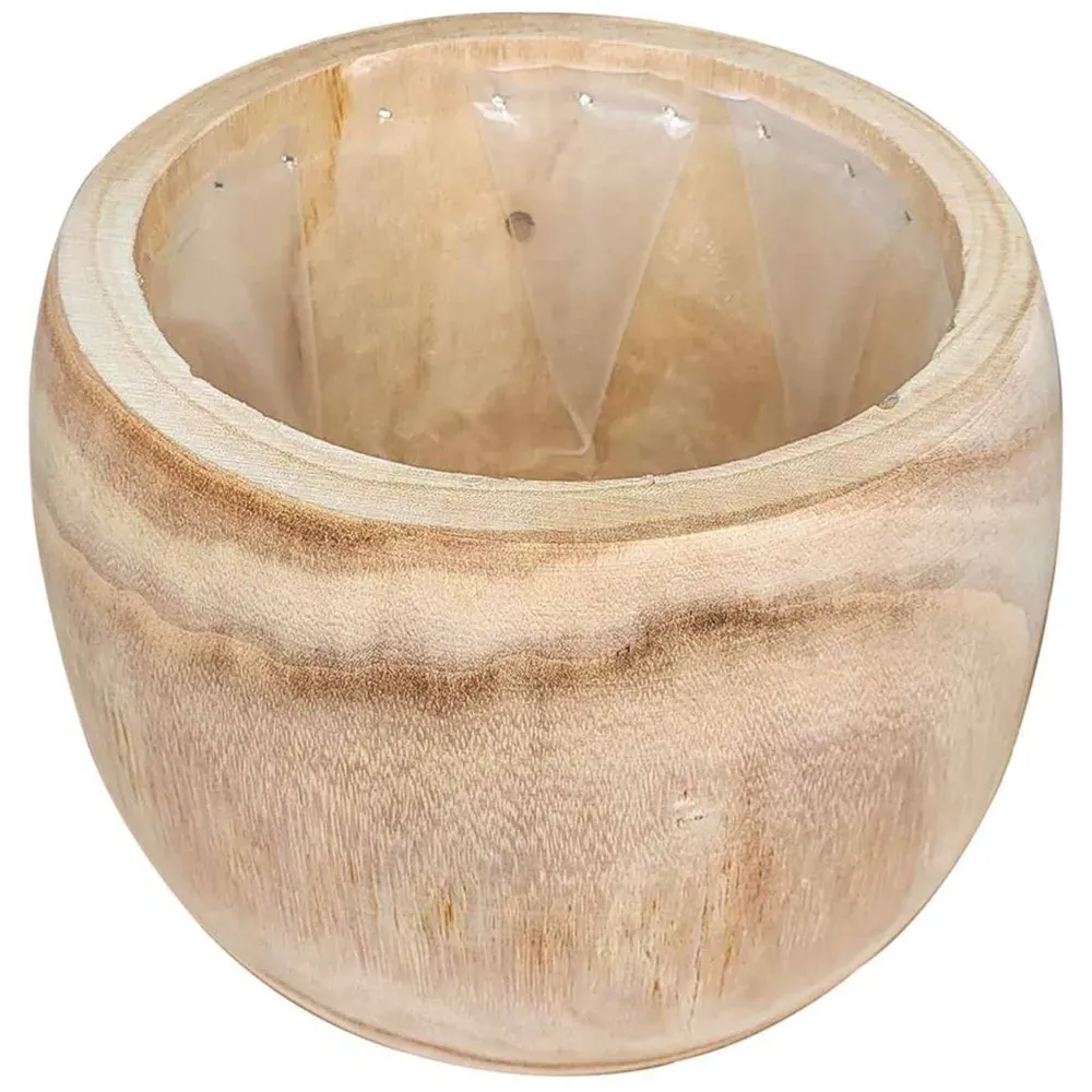 LECHUZA Hortico Eco Round Plant Pot 3 Pack - Brown, Hardwood