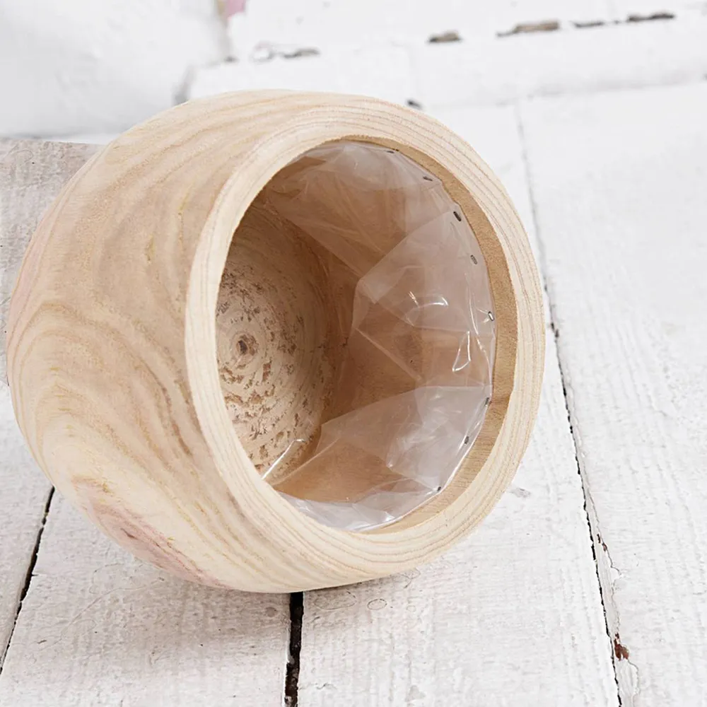 LECHUZA Hortico Eco Round Plant Pot 3 Pack - Brown, Hardwood