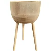 Lechuza Hortico Gaia Planter with Legs - Brown, Wood