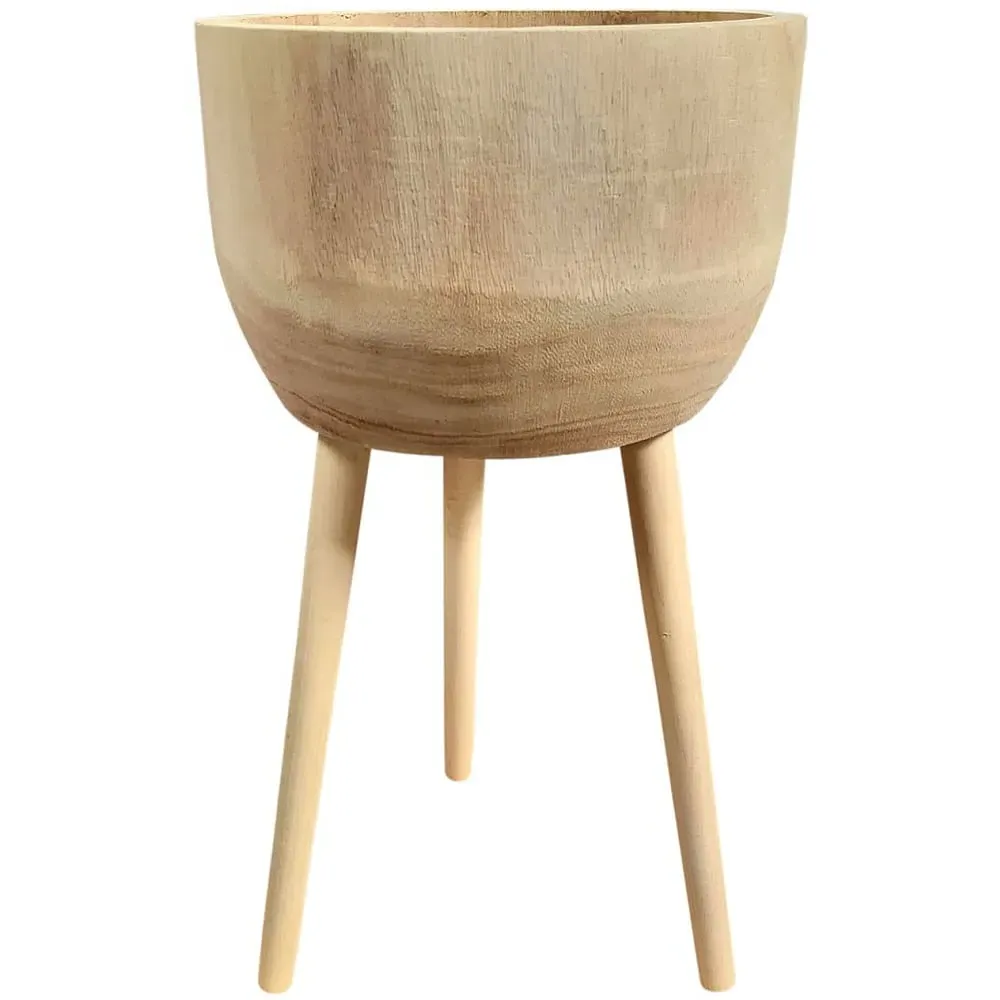 Lechuza Hortico Gaia Planter with Legs - Brown, Wood image