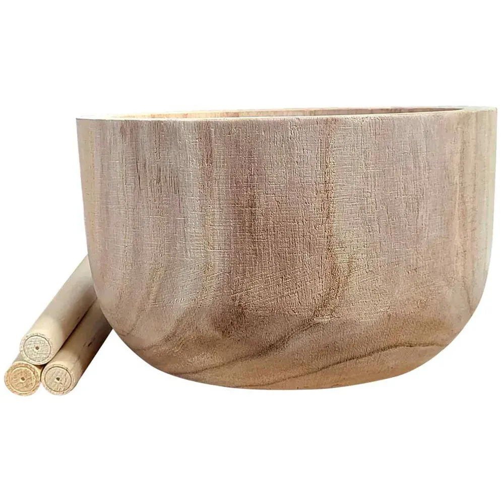 LECHUZA Hortico Gaia Round Plant Pot 2 Pack - Brown, Hardwood