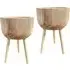 LECHUZA Hortico Gaia Round Plant Pot 2 Pack - Brown, Hardwood