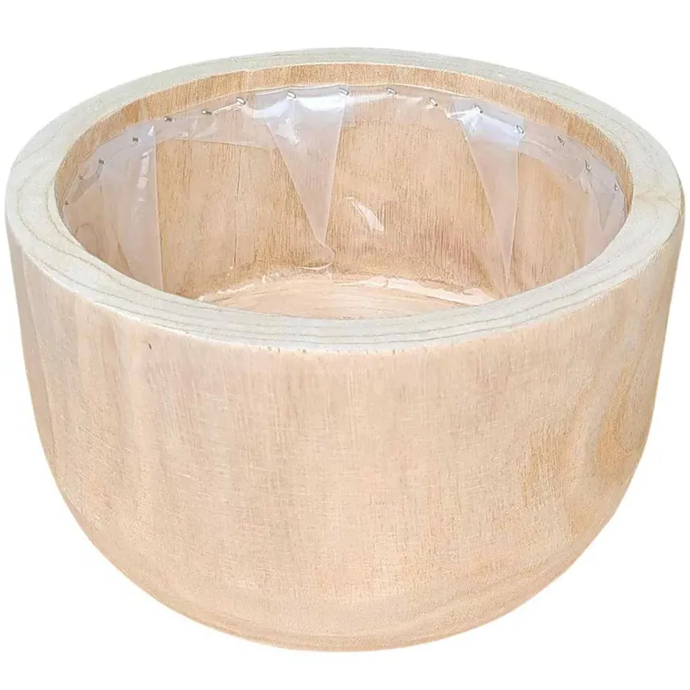 LECHUZA Hortico Gaia Round Plant Pot 2 Pack - Brown, Hardwood