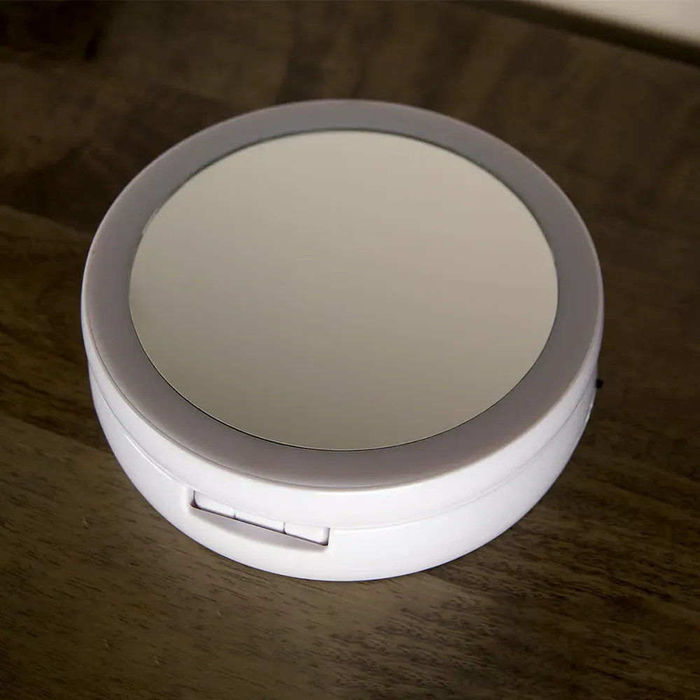 Foldaway Vanity Mirror with LED - White