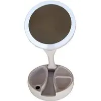 Foldaway Vanity Mirror with LED - White