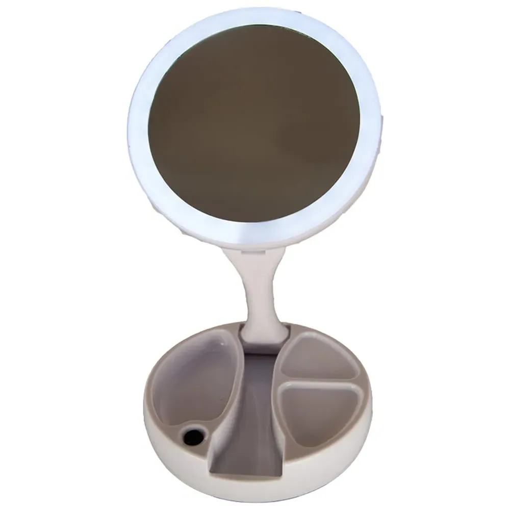 Foldaway Vanity Mirror with LED - White image