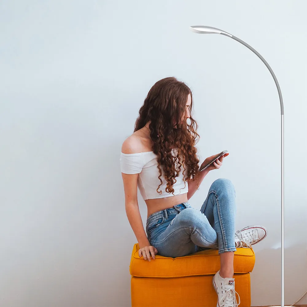 High Vision LED Floor Light with Gooseneck - Silver