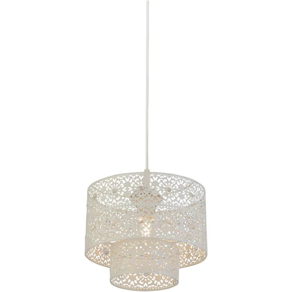 2 Tier Cut Out Pattern Shade - Cream, Steel