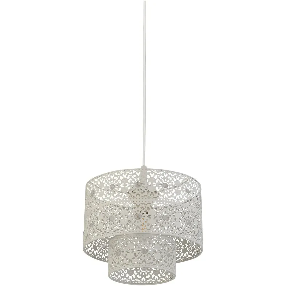 2 Tier Cut Out Pattern Shade - Cream, Steel image