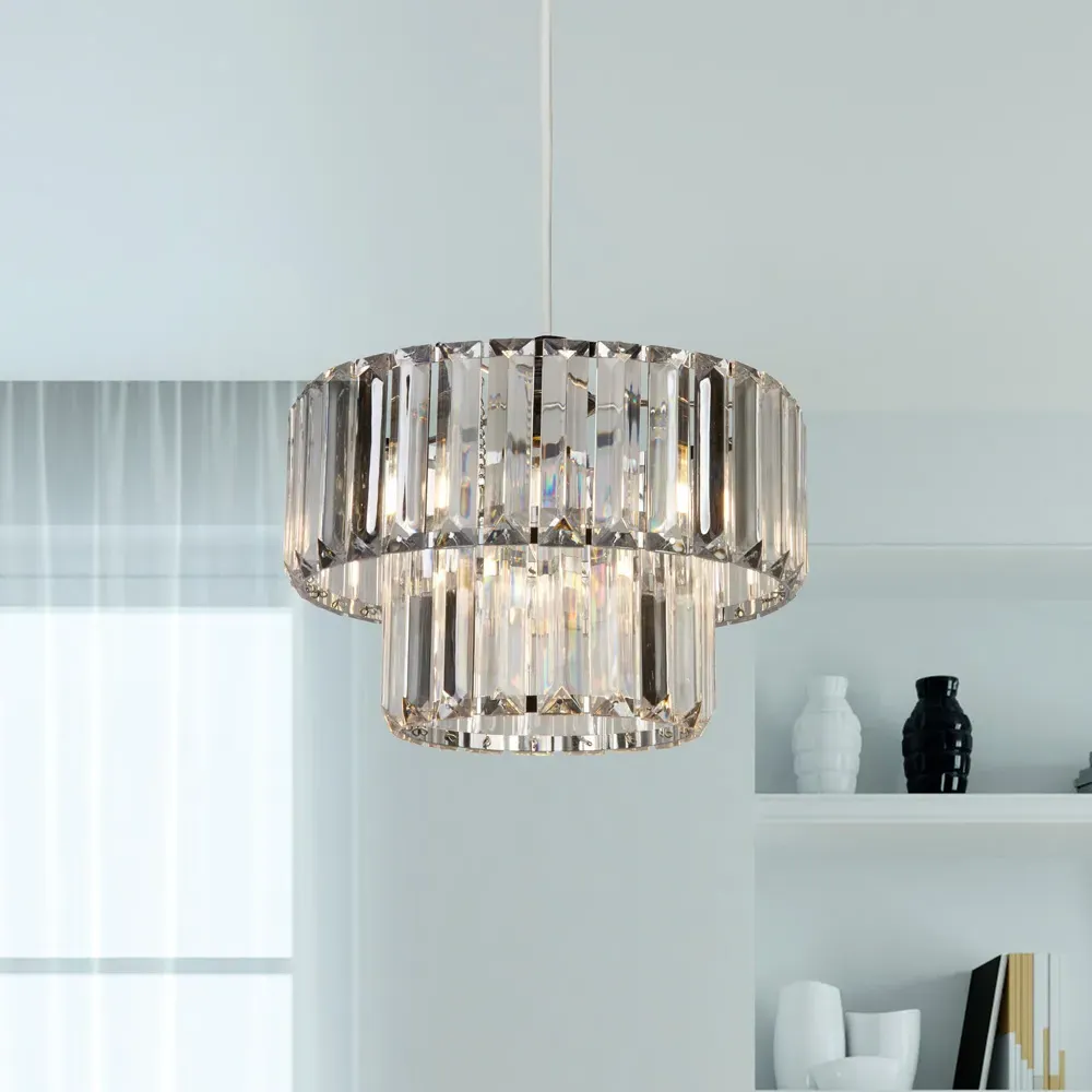 2 Tier LED Shade - Chrome, Acrylic