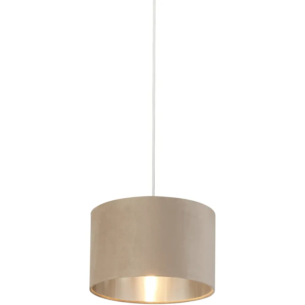 27cm Drum Lamp Shade - Taupe, Velvet