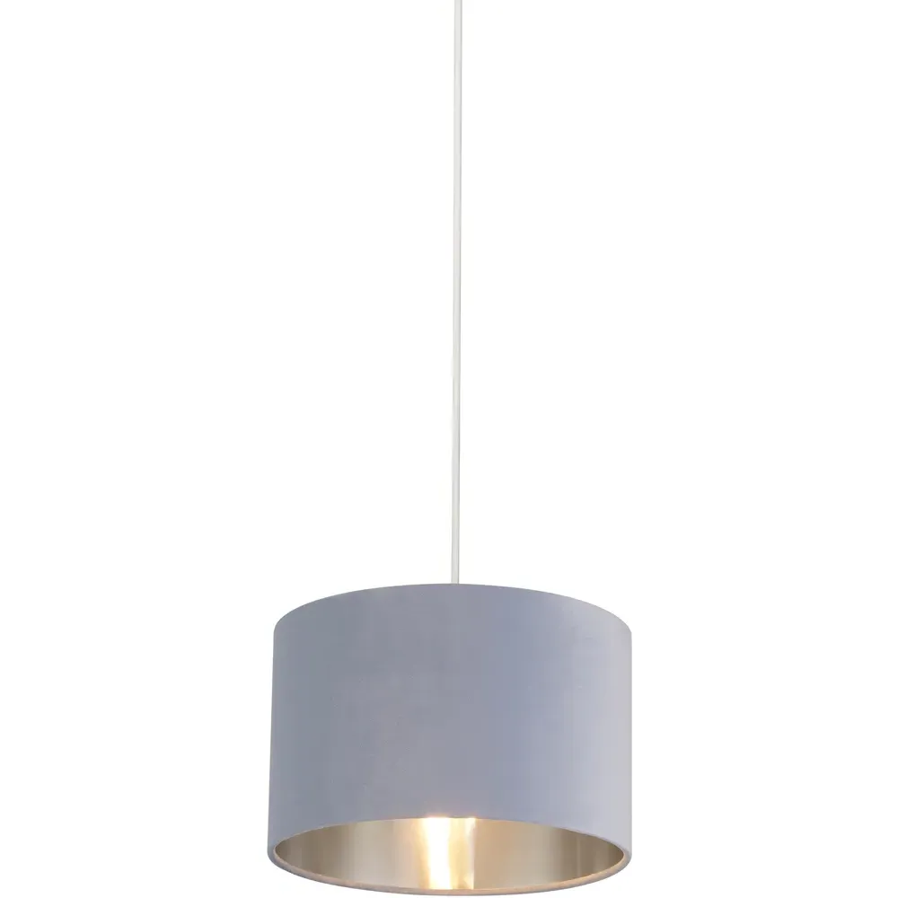 27cm Drum Lampshade - Light Blue, Velvet