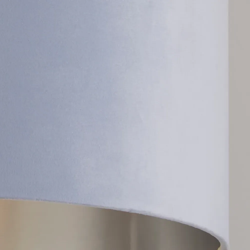27cm Drum Lampshade - Light Blue, Velvet