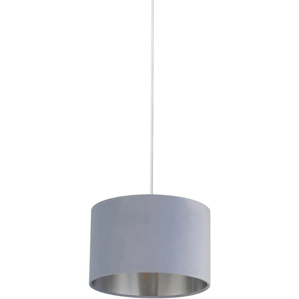 27cm Drum Lampshade - Light Blue, Velvet image