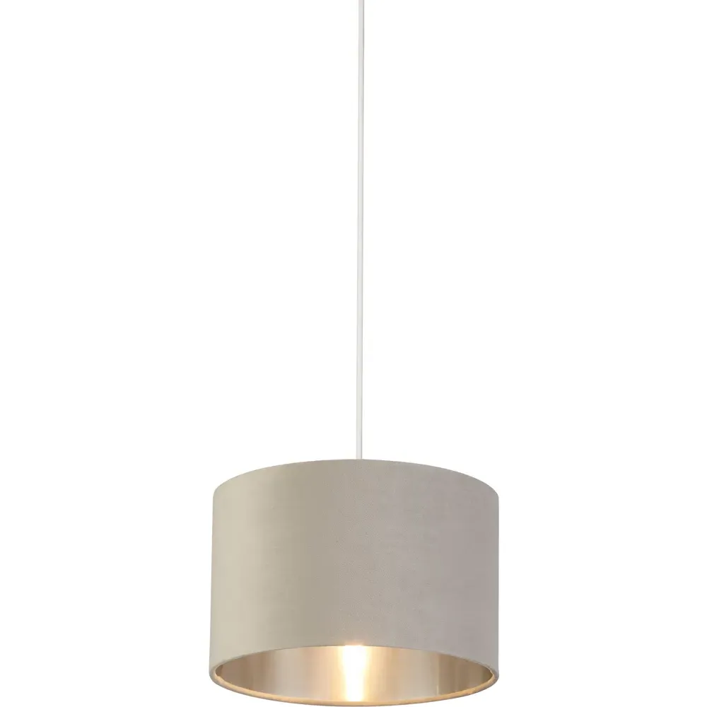 27cm Drum Lampshade - Light Grey, Velvet