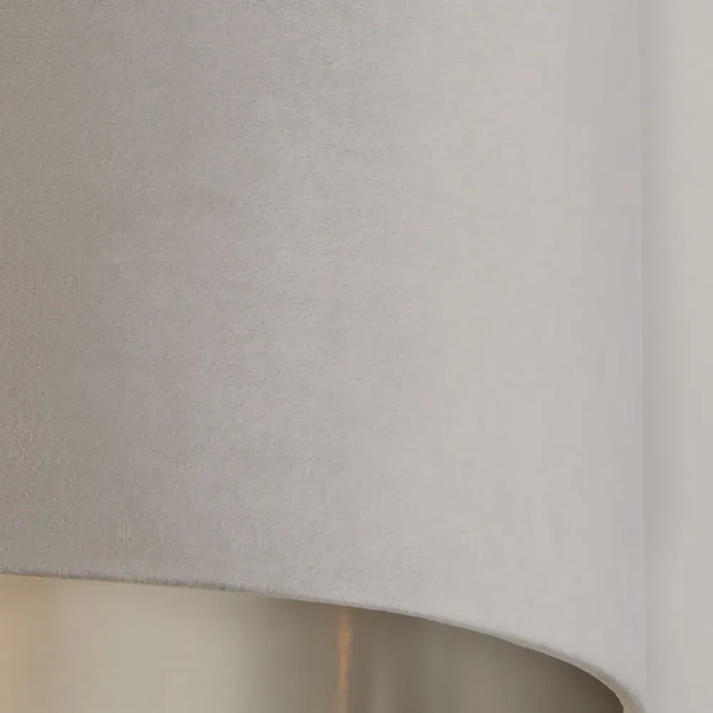 27cm Drum Lampshade - Light Grey, Velvet