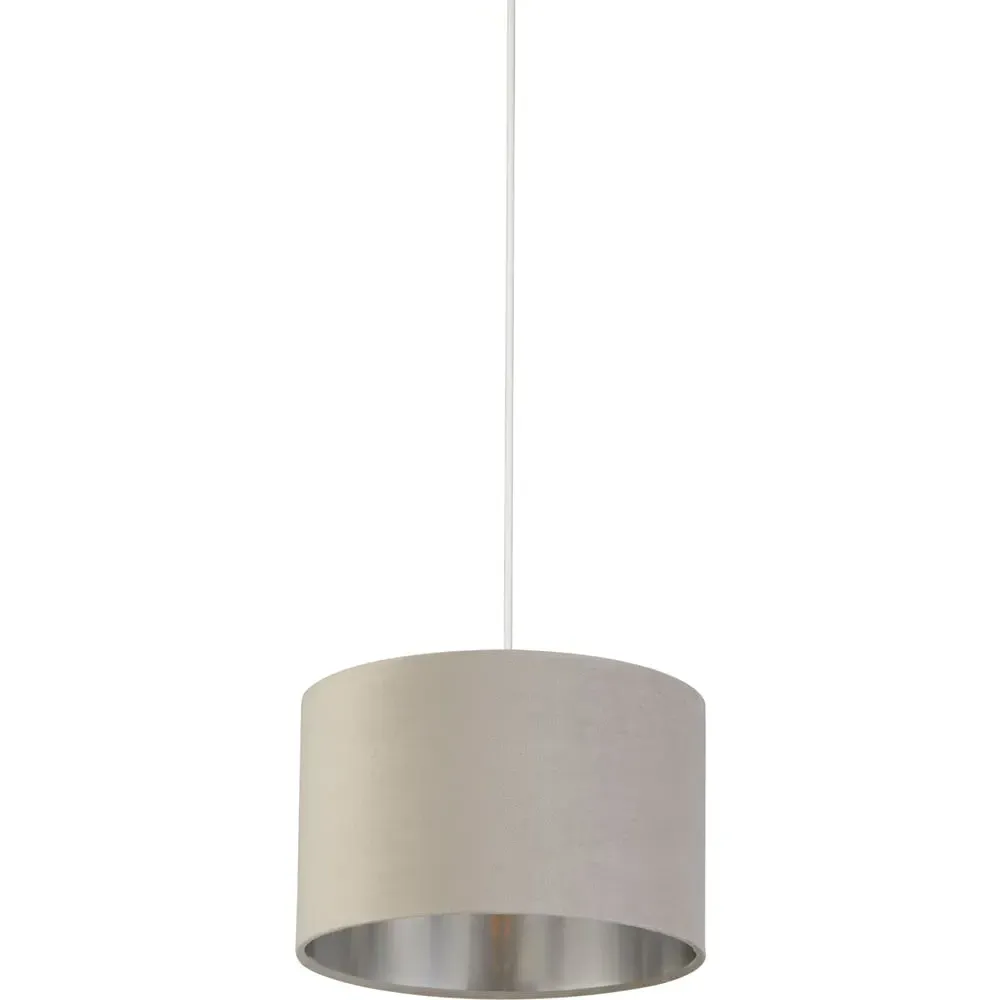 27cm Drum Lampshade - Light Grey, Velvet