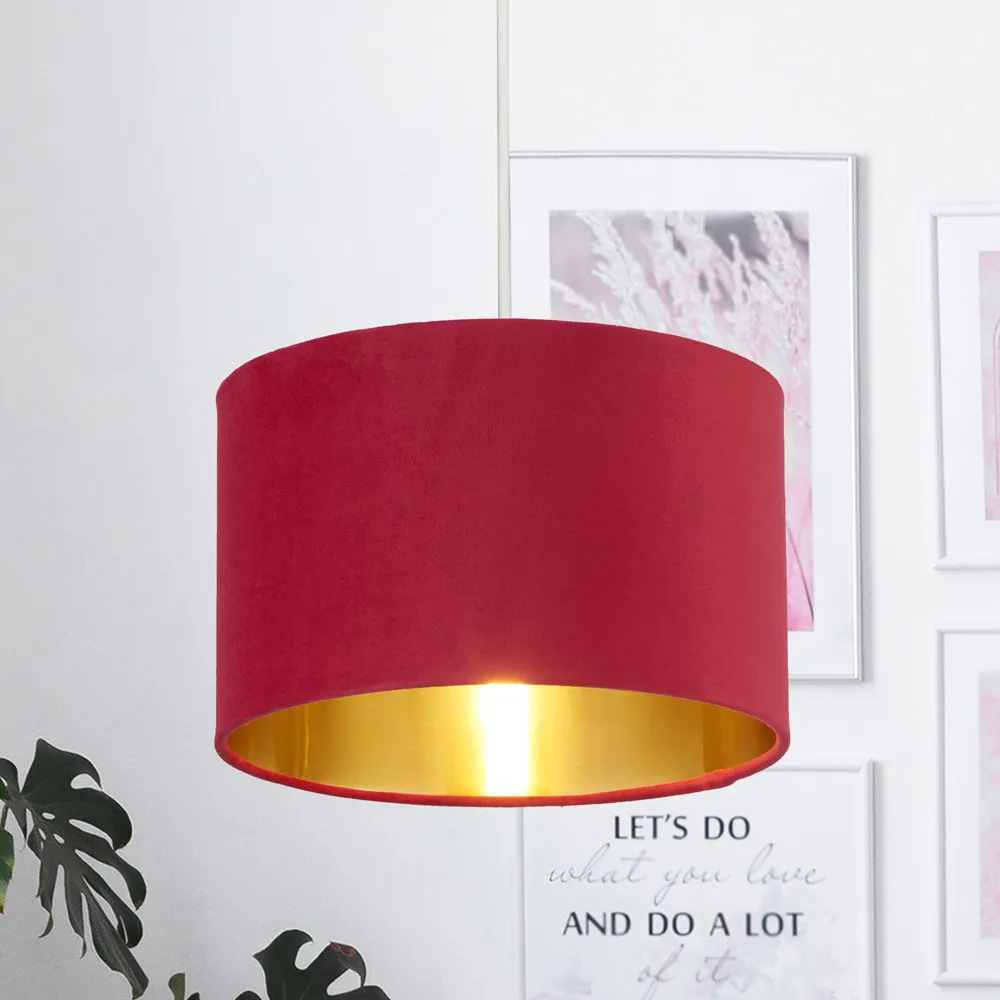 28cm Drum Lampshade - Burgundy, Velvet