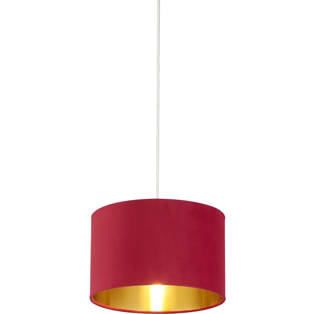 28cm Drum Lampshade - Burgundy, Velvet