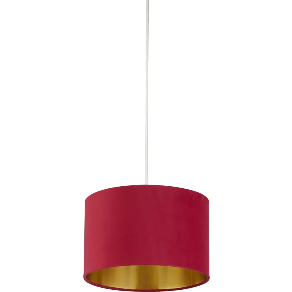 28cm Drum Lampshade - Burgundy, Velvet
