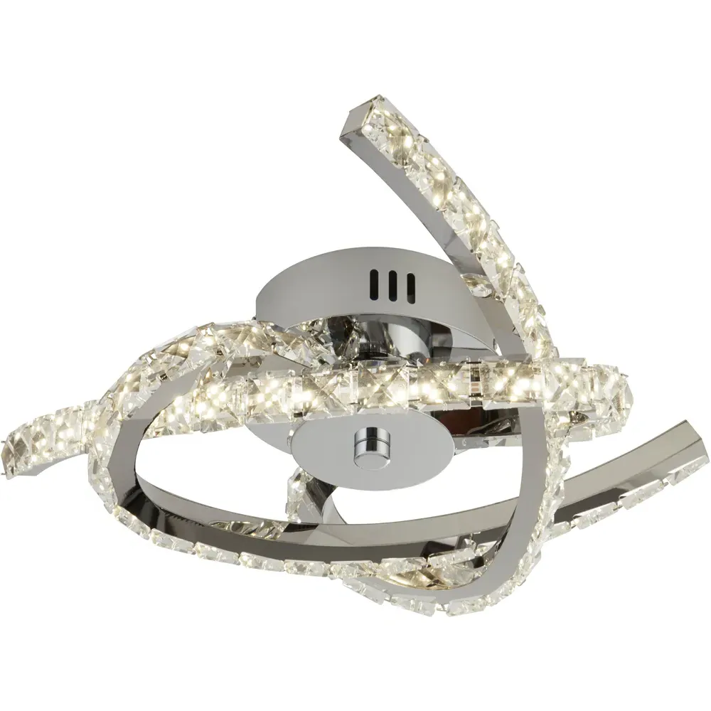 3-Arm Semi-Flush Ceiling Light with Glass Trim - Silver