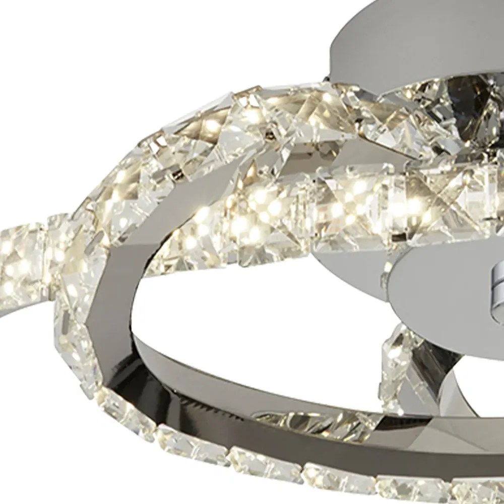 3-Arm Semi-Flush Ceiling Light with Glass Trim - Silver