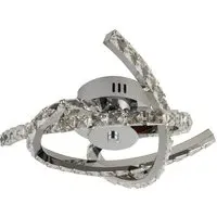 3-Arm Semi-Flush Ceiling Light with Glass Trim - Silver