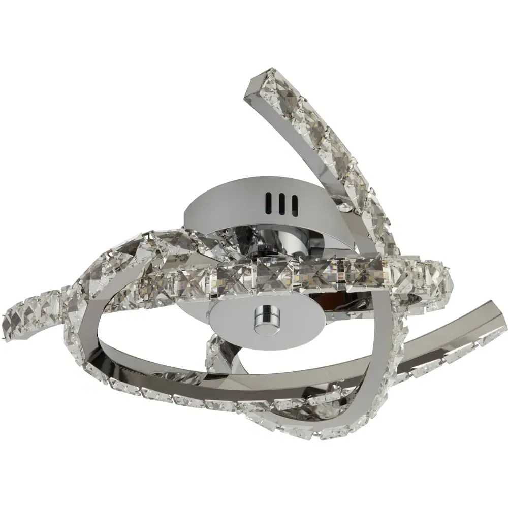 3-Arm Semi-Flush Ceiling Light with Glass Trim - Silver image