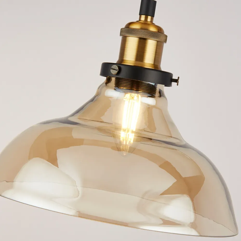 3 Light Bar Pendant Light - Amber, Brass