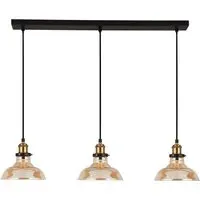 3 Light Bar Pendant Light - Amber, Brass