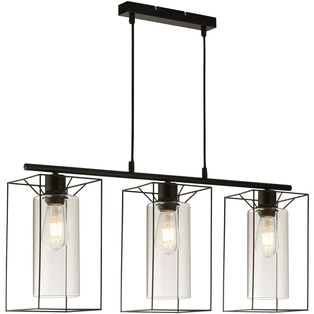 3 Light Bar Pendant Light - Black