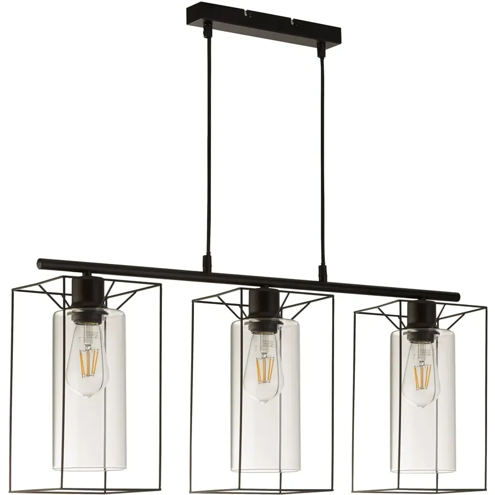 3 Light Bar Pendant Light - Black